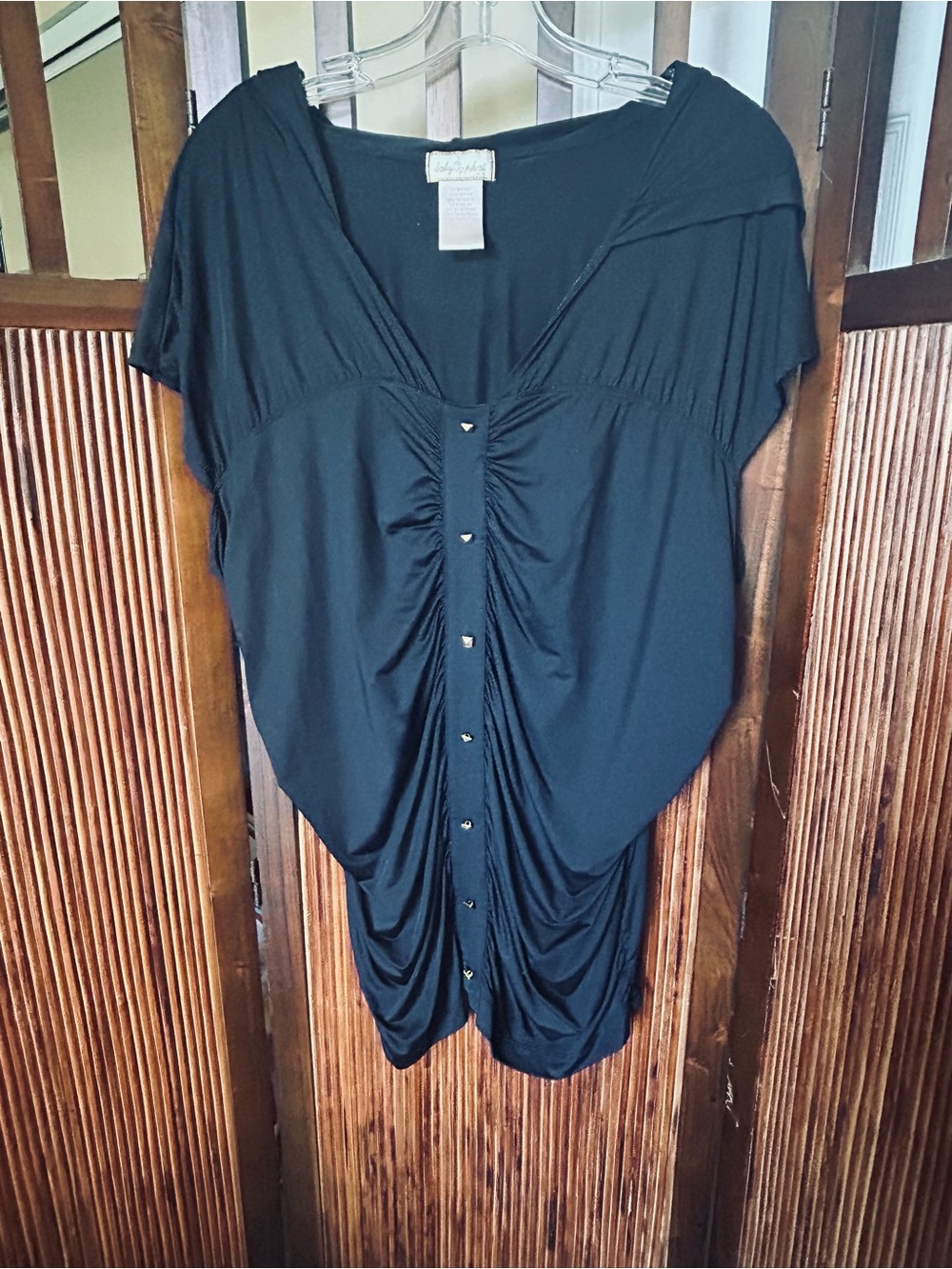 Vintage plus size Baby Phat Black Ruched Top with front button design and hoodie
